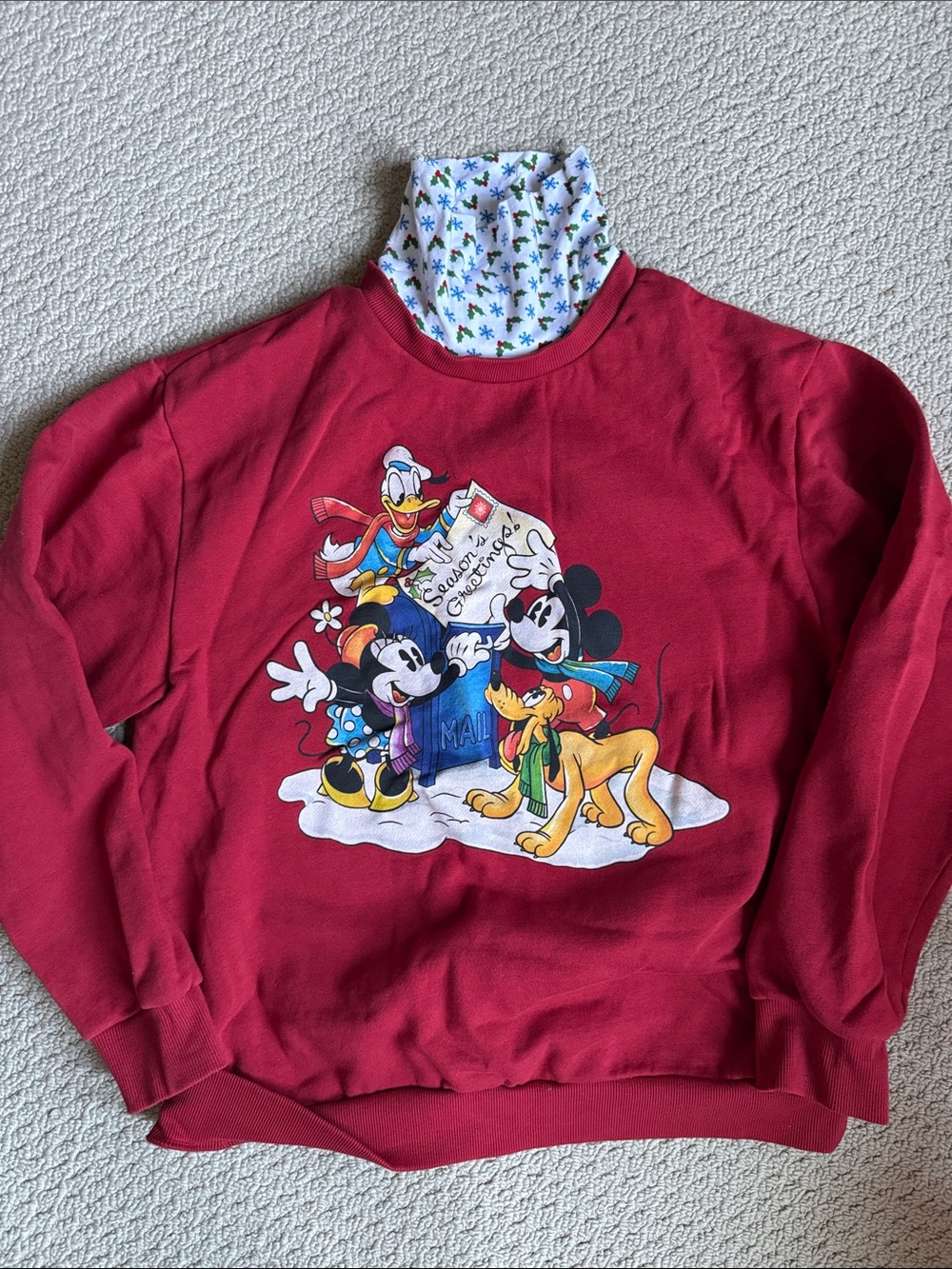 Disney x Cakeworthy Holiday Crewneck Sweatshirt with built in turtleneck